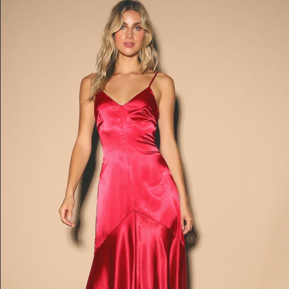 NWT Never Worn Lulus Red Silk Dress